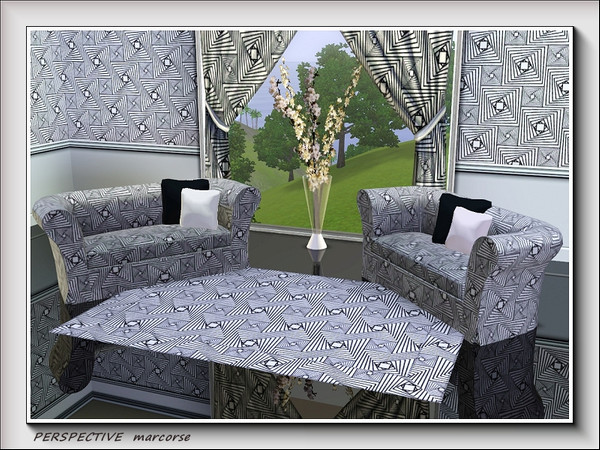Sims 3 — Perspective pattern by marcorse — Squares with offset, connecting lines giving the perspective of open centres.