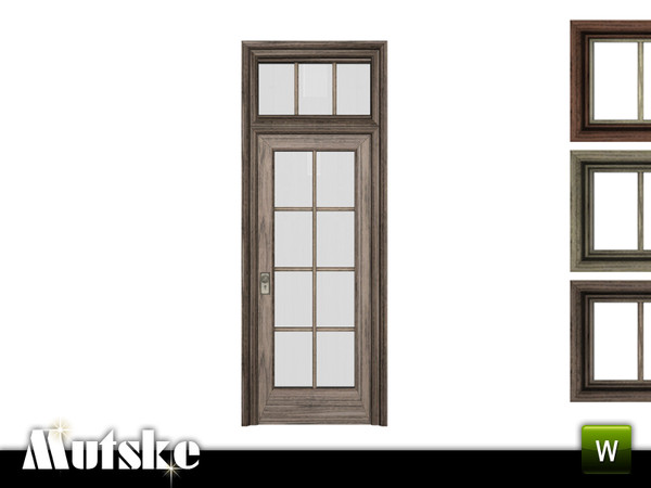 Sims 3 — Victorian Door with Glass Single 2x1 by Mutske — 4 recolorable parts. Made by Mutske@TSR. TSRAA.