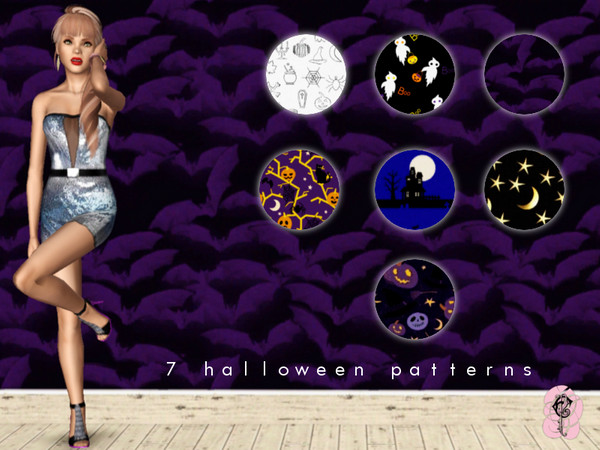 Sims 3 — HalloweenPatterns pepper090889 by pepper0908892 — Halloween Pattern Set. This set comes with 7 Halloween