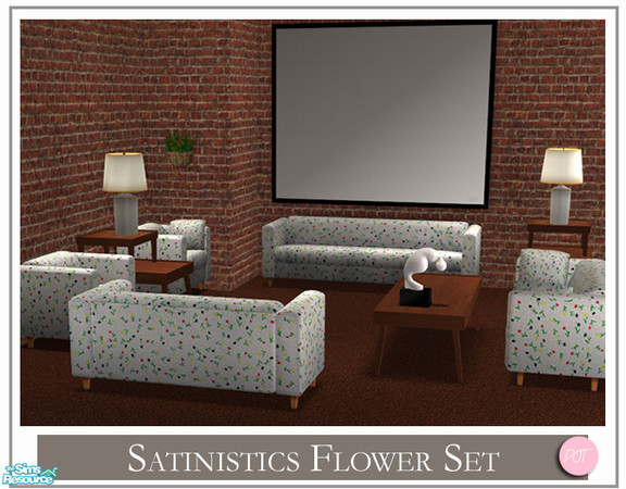 Sims 2 — Satinistics Flower by DOT — Satinistics, Sofa, Chair, Chair with pillow, LoveSeat with pillow, All to match