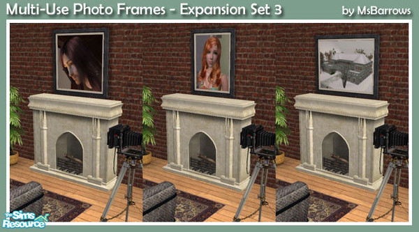 Sims 2 — Multi-Use Photo Frames - Expansion Set 3 by MsBarrows — After creating the expansion set of 2-tile photo frames,