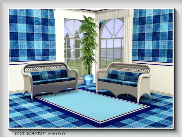 Sims 3 — Blue Blanket pattern by marcorse — A coarse blanket check in shades of blue