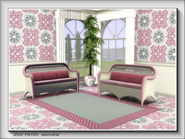 Sims 3 — Duo Patch pattern by marcorse — This stone textured design features 'patches' in pink and grey in an alternate