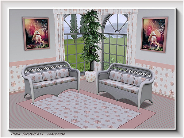 Sims 3 — Pink Snowfall pattern by marcorse — A delicate fall of pink snowflakes on a recolourable background.