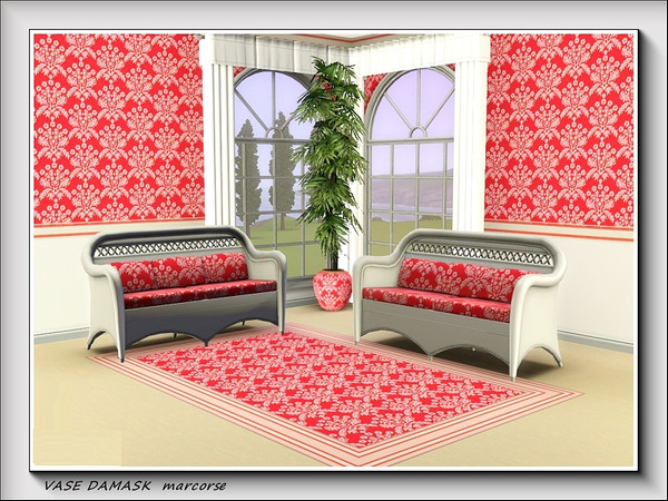 Sims 3 — Vase Damask pattern by marcorse — A traditional vase damask pattern in a not-so- traditional bright pink.