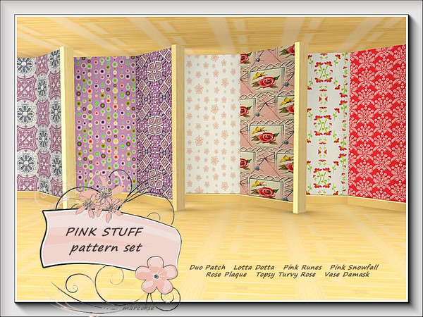 Sims 3 — Pink Stuff pattern set.. by marcorse — This set of 7 patterns shares a pink colour theme. Duo Patch and Pink