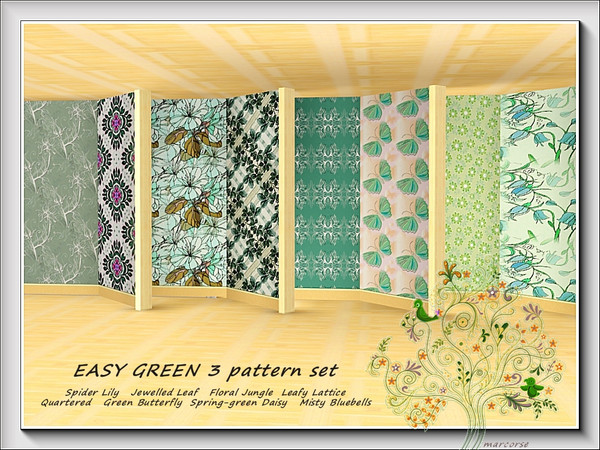Sims 3 — Easy Green 3 pattern set by marcorse — The third in my Easy Green collection, this set comprises 8 patterns.