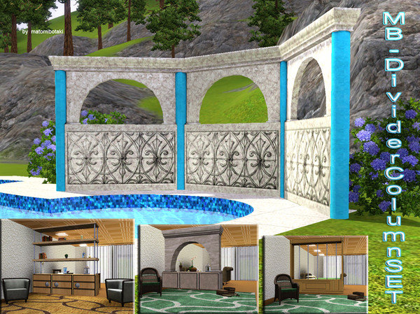 Sims 3 — MB-DividerColumnSET by matomibotaki — MB-DividerColumnSET, set with 4 new meshes, 2 can be used as an endtable