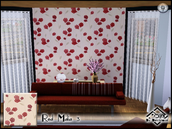 Sims 3 — Red Malia 3 by Devirose — By Devirose,created using EA's 'Create a Pattern'.'-No need Expansion packs,base game