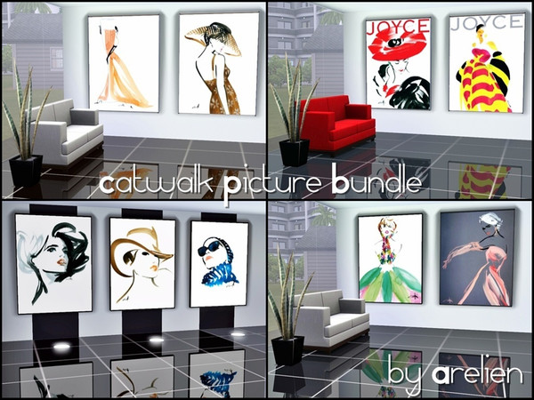 Sims 3 — Catwalk Picture Bundle by Arelien — A selection of fashion sketch style art for style-conscious sims!