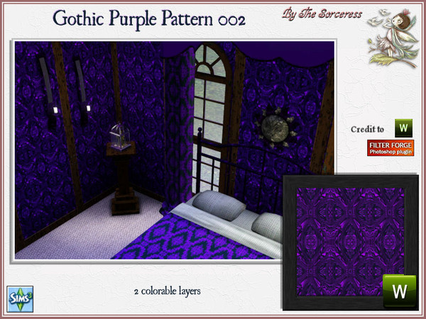 Sims 3 — JJs Gothic Purple Pattern 002 by thesorceress — For the more Gothic Halloweeners a pattern set that contains 6