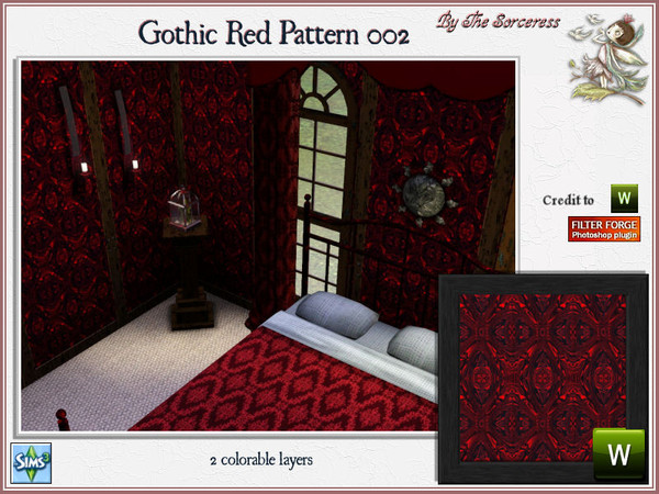Sims 3 — JJs Gothic Red Pattern 002 by thesorceress — For the more Gothic Halloweeners a pattern set that contains 6