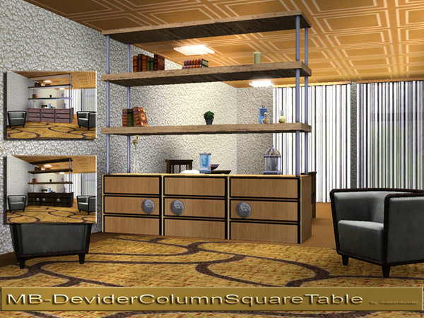 Sims 3 — MB-DividerColumnSquareTable by matomibotaki — MB-DividerColumnSquareTable, new object with shelfs and 9 slots,