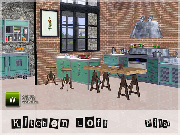 Sims 3 — Kitchen Loft by Pilar — The Loft kitchen takes its cue from new urban spaces Its most distinguishing feature is