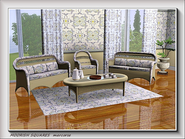 Sims 3 — Moorish Squares pattern by marcorse — A Moorish-inspired design of elongated rectangle shapes and floral