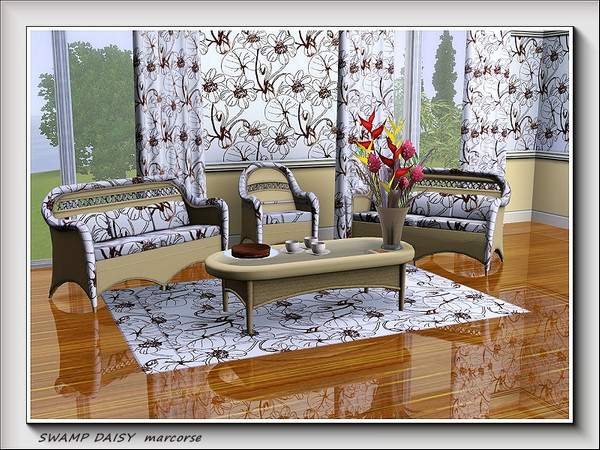 Sims 3 — Swamp Daisy pattern by marcorse — Line-art rendition of the pretty swamp plant, with flowers, leaves and roots