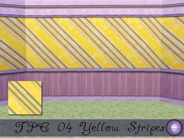 Sims 3 — D2DTPC04 Yellow Diagonal Stripes by D2Diamond — Part of the Texture Pattern Challenge Collection. Patterns and