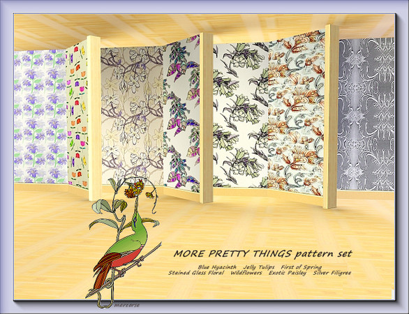 Sims 3 — More Pretty Things pattern set by marcorse — 7 patterns that I think fall within the bounds of 'pretty things'.