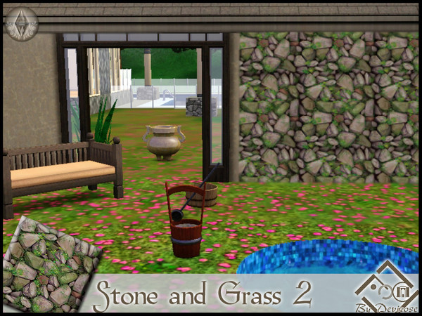 Sims 3 — Stone and Grass 2 by Devirose — By Devirose- created using EA's 'Create a Pattern'.'-No need Expansion