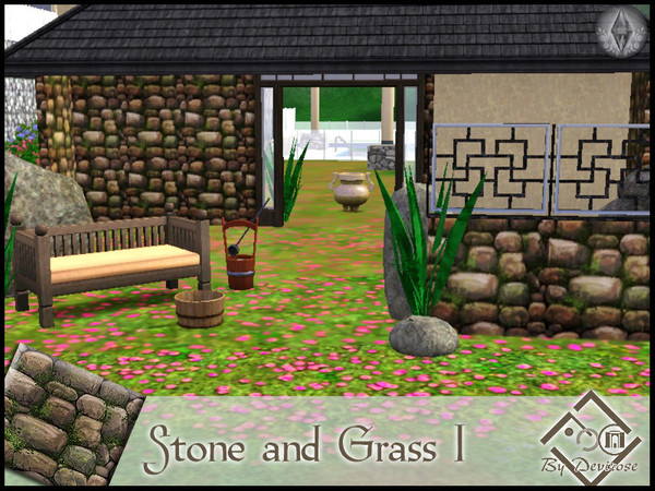 Sims 3 — Stone and Grass 1 by Devirose — By Devirose- created using EA's 'Create a Pattern'.'-No need Expansion