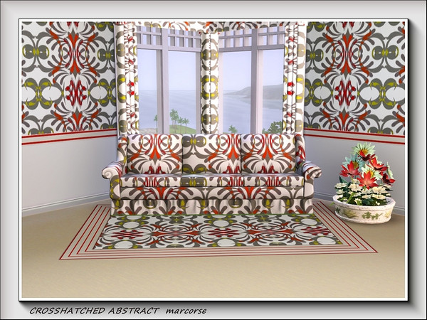 Sims 3 — Crosshatched Abstract pattern by marcorse — A complex crosshatched abstract design in shades of red, grey and