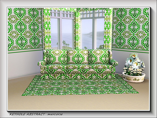 Sims 3 — Keyhole Abstract pattern by marcorse — A classic keyhole abstract in shades of green on a recolourable