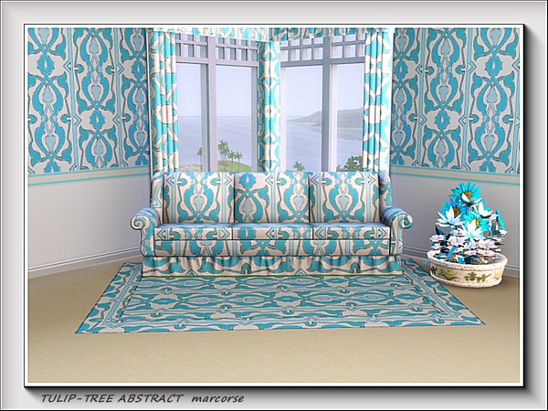 Sims 3 — Tulip-Tree Abstract pattern by marcorse — A stylised tulip and tree abstract design in blue with 3 recolourable