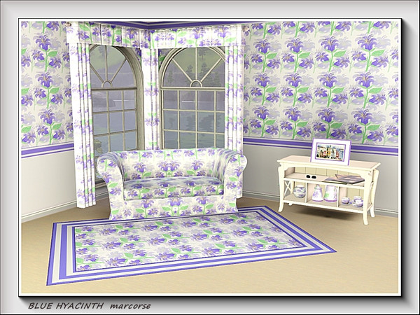 Sims 3 — Blue Hyacinth pattern by marcorse — Stalks of a pretty blue, single hyacinth in an allover repeat pattern.