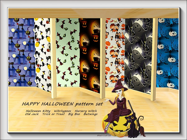 Sims 3 — Happy Halloween pattern set by marcorse — 7 patterns, all with a Halloween theme. They will be found under