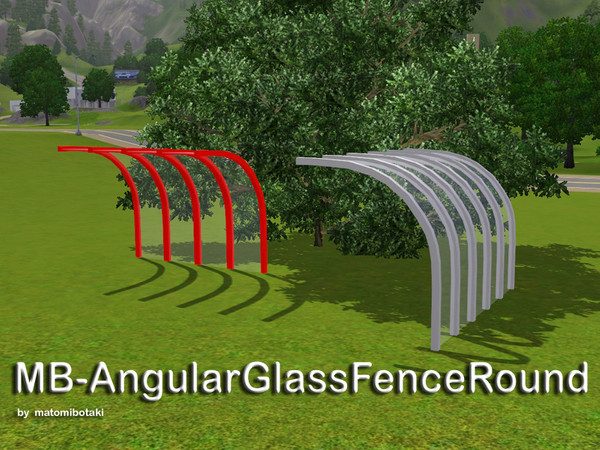Sims 3 — MB-AngularGlassFenceRound by matomibotaki — MB-AngularGlassFenceRound, a rounded glass fence inspired by the