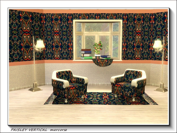 Sims 3 — Paisley Vertical pattern by marcorse — Somewhat different, but still a paisley in form, this vertical design is