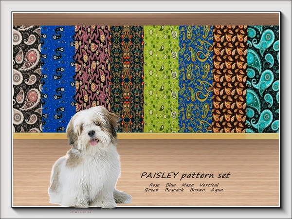 Sims 3 — Paisley pattern set by marcorse — This set of 8 Fabrics patterns features some variations on the classic Paisley
