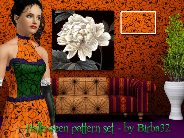 Sims 3 — Halloween patterns - swirl by Birba32 — Pumpkins and bats chase of small twigs to remind your guests that this