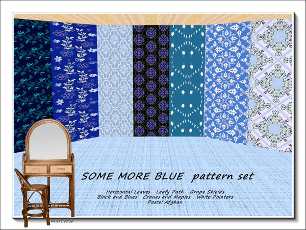 Sims 3 — Some More Blue pattern set by marcorse — Some More Blue is a set of 7 Fabrics patterns, all having a blue