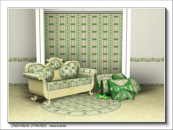 Sims 3 — Chevron Stripes pattern by marcorse — Another not quite 'straight' stripe pattern in green and white, with an