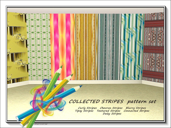 Sims 3 — Collected Stripes pattern set by marcorse — This collection comprises 7 striped patterns of varying styles. All