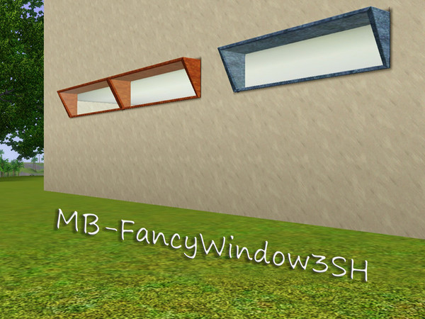 Sims 3 — MB-FancyWindow3SH by matomibotaki — MB-FancyWindow3SH, short 3x1 new window mesh, tilted and recolorable, by