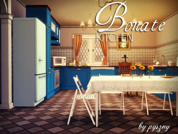 Sims 3 — Bonate Kitchen by pyszny16 — Simple, blue kitchen inspired by XIX English furniture. Blue is color of rest and