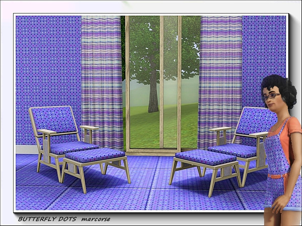 Sims 3 — Butterfly Dots pattern by marcorse — Tiny polka dots in shades of blue, with pink accents.