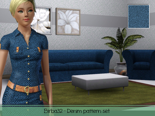 Sims 3 — Denim pattern - Jeans2 by Birba32 — A set with 6 jeans patterns. Try it on clothing but also on tapestry, your