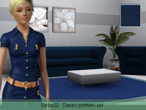 Sims 3 — Denim pattern - Jeans1 by Birba32 — A set with 6 jeans patterns. Try it on clothing but also on tapestry, your