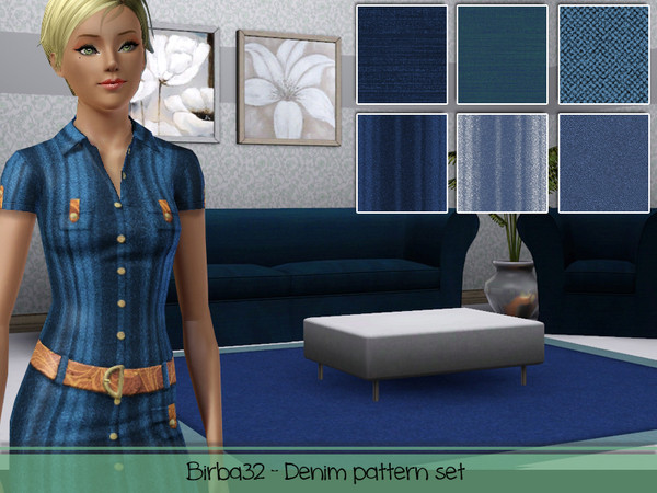 Sims 3 — Denim pattern set by Birba32 — A set with 6 jeans patterns. Try it on clothing but also on tapestry, your house