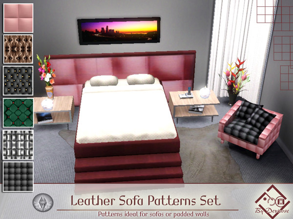 Sims 3 — Leather Sofa Patterns Set by Devirose — Six texture of leather,ideal for your sofa or padded walls^^..in