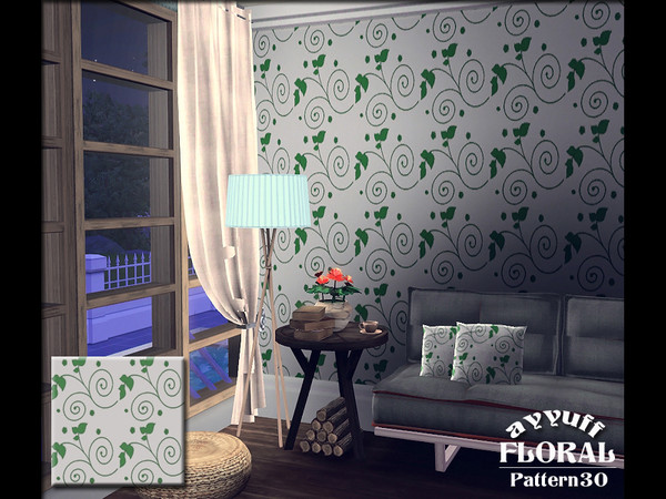 Sims 3 — Floral Pattern30 by ayyuff — Recolorable pattern with 2 palettes