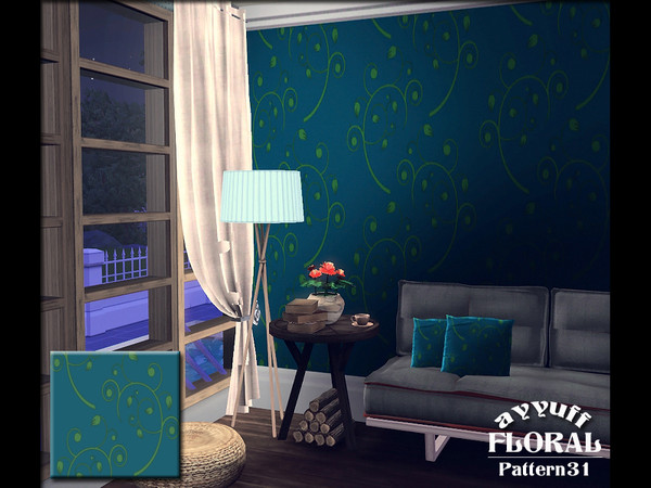 Sims 3 — Floral Pattern31 by ayyuff — Recolorable pattern with 2 palettes