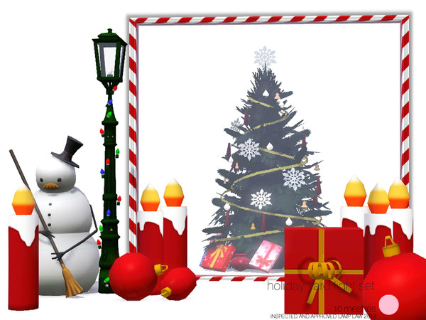 Sims 3 — Holiday Yard Light Set by DOT — Holiday Yard Lamp Set. Classic and Traditional Red Plastic Lawn Ornaments