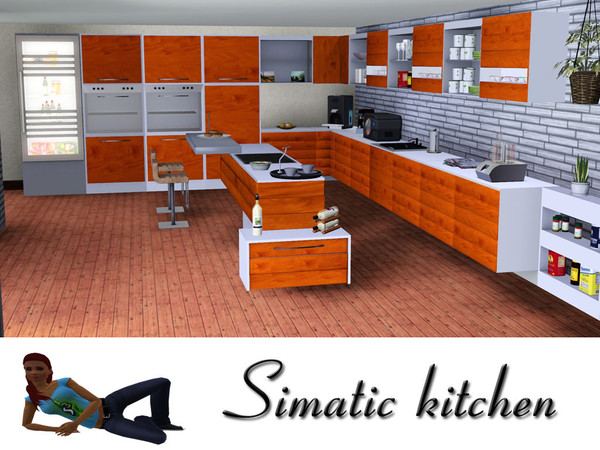 Sims 3 — kitchen Simatic by ruhrpottbobo — modern Kitchen with woody front 