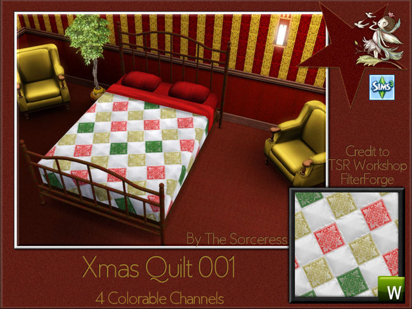 Sims 3 — JJs Xmas Quilt 001 Pattern by thesorceress — 4 Quilt Patterns with a Xmas feeling to them. 100% Seamless and
