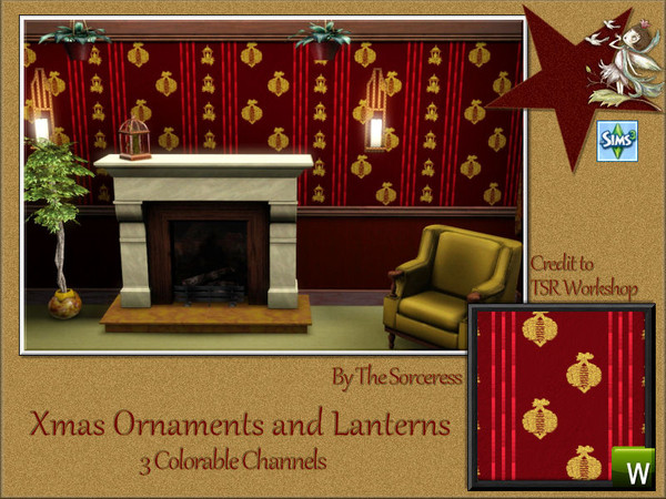 Sims 3 — JJs Xmas Balls and Lanterns Pattern by thesorceress — 4 Patterns for your Xmas houses, furniture, clothes ;)