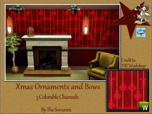 Sims 3 — JJs Xmas Balls and Bows Pattern by thesorceress — 4 Patterns for your Xmas houses, furniture, clothes ;) Made